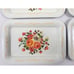 Vintage Set of 4 Metal Floral Tray Cottage Core Farmhouse Shabby Chic Roses 1950