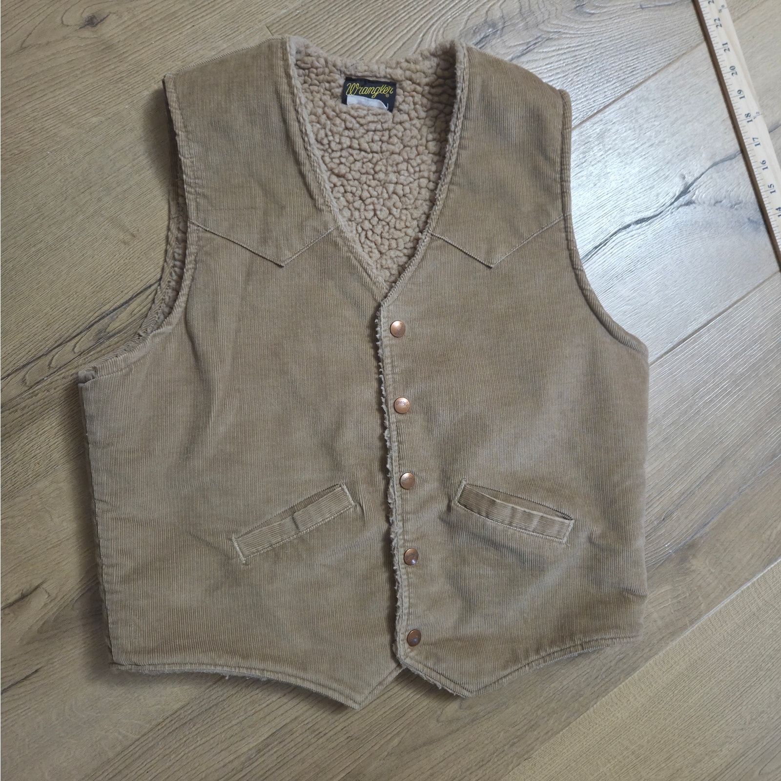 Vtg 70s 80s Sherpa Lined Snap Cordoroy Hippie Boho Festival Vest 41 Medium