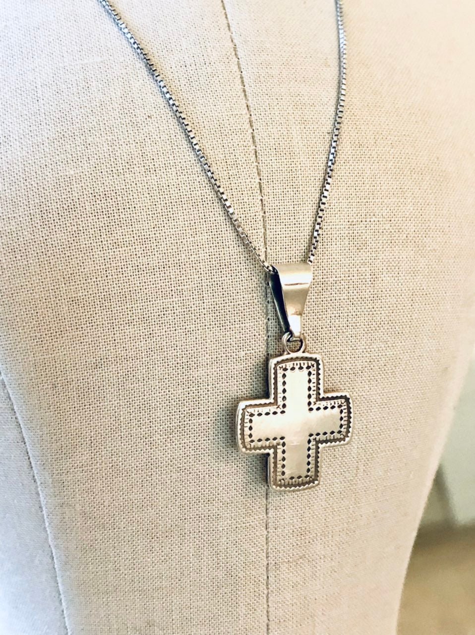 Vintage Silver 925 Cross Pendant Dainty Necklace