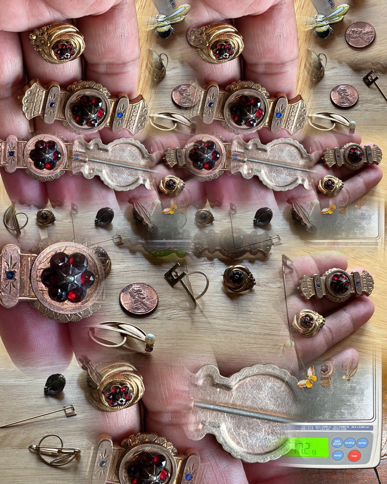Lot of 4 Brooches & Pin Gold filled