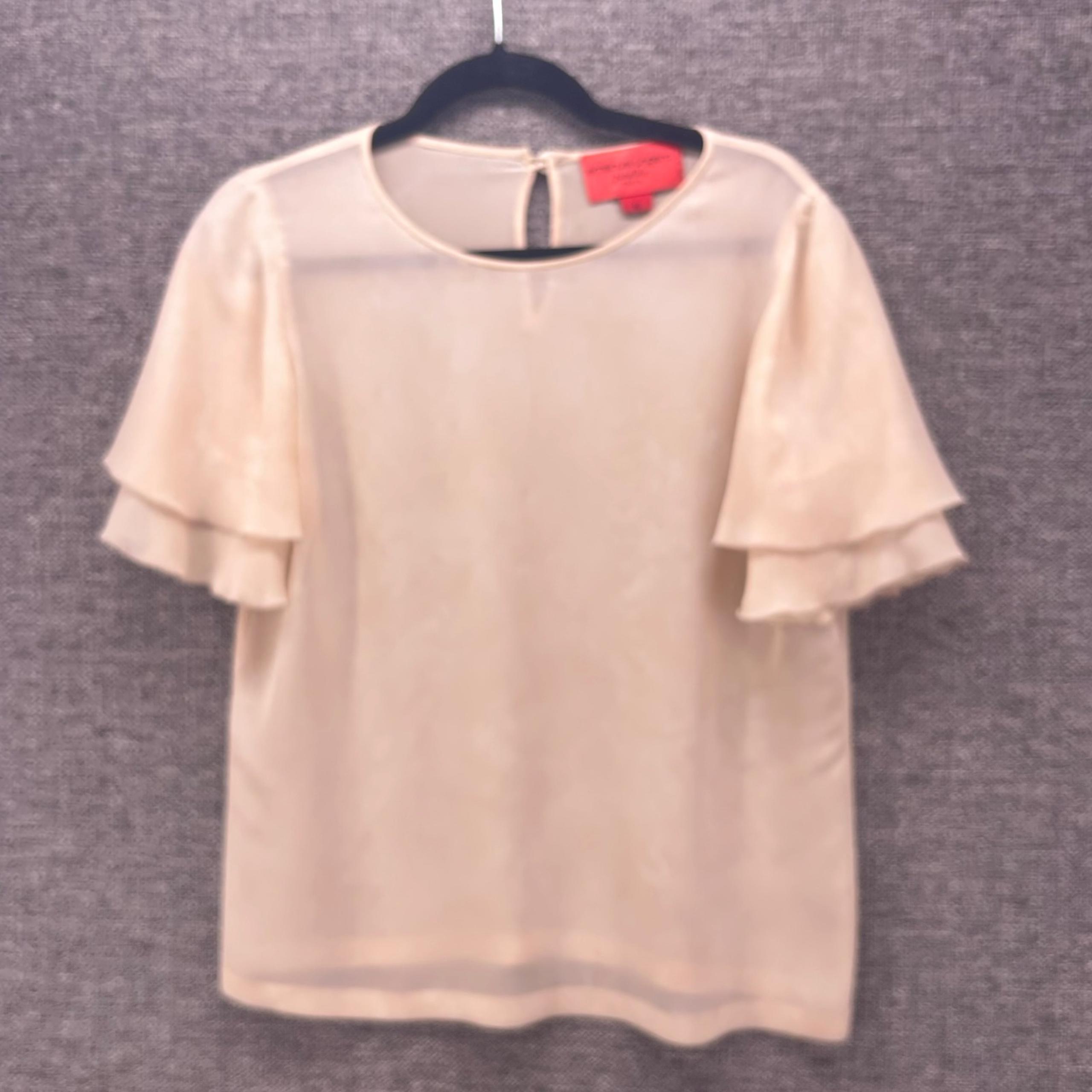 Emanuel Ungaro Womans Blouse Size 6 Ruffle Sleeve Designer Italy Whispy Airy