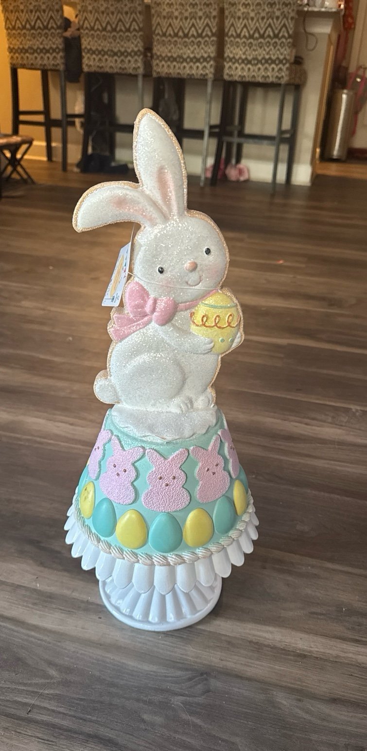 Cottontail Lane Gingerbread Bunny Cake on Pedestal w/Peeps & Eggs Easter Decor