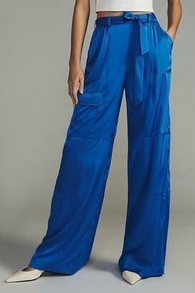 Anthropologie Hatch Satin Utility Blue Pants