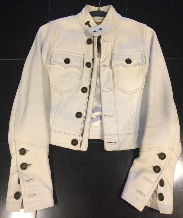 Twill Twenty Two Cream Leather Jacket