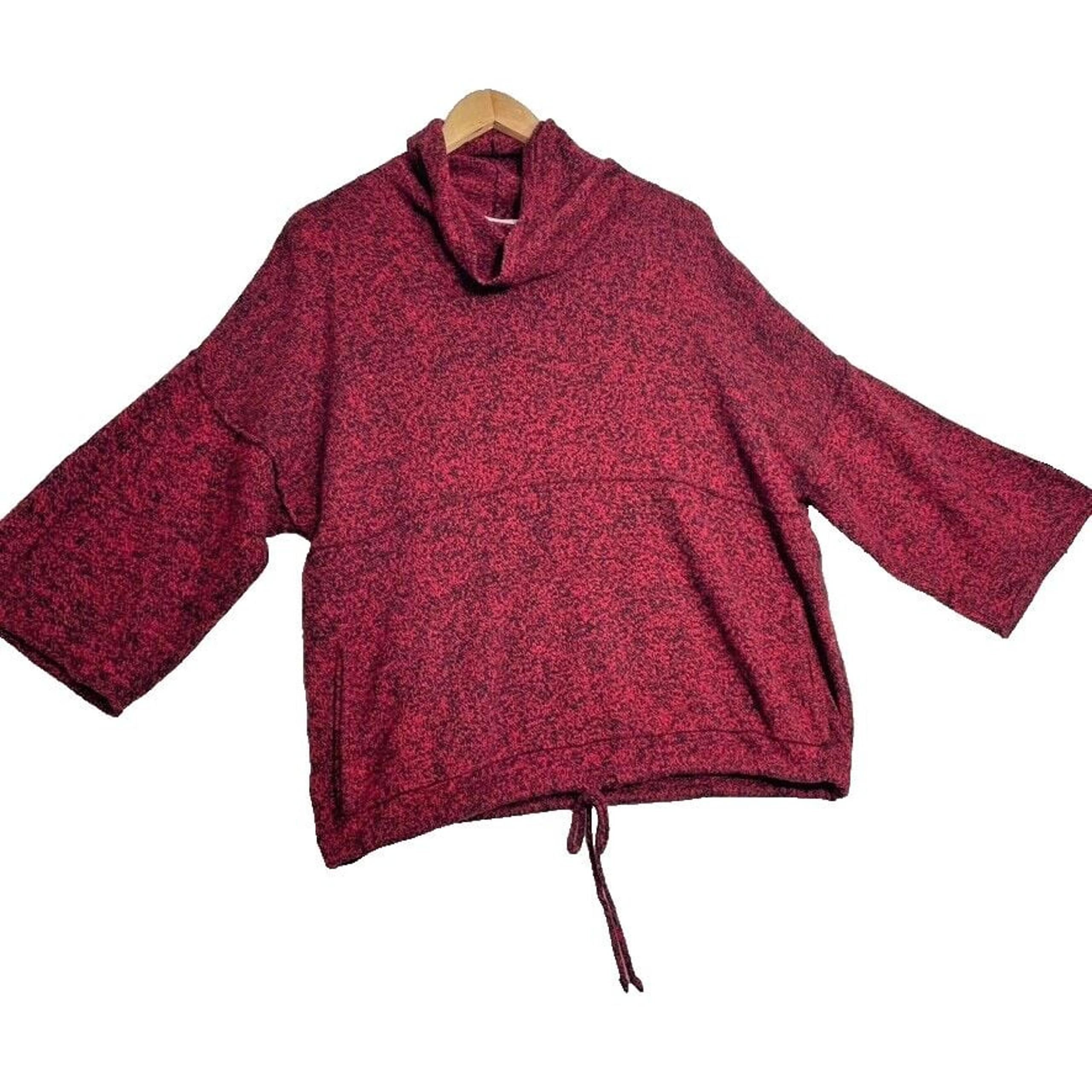 J Jill Pure Jill Cashmere Modal Blend Red Cowl Neck Kimono Sweater Size Small