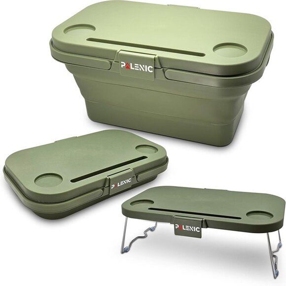 NEW Collapsible Basket with Built-in Table, 17Qt Leak-Proof Foldable Bucket