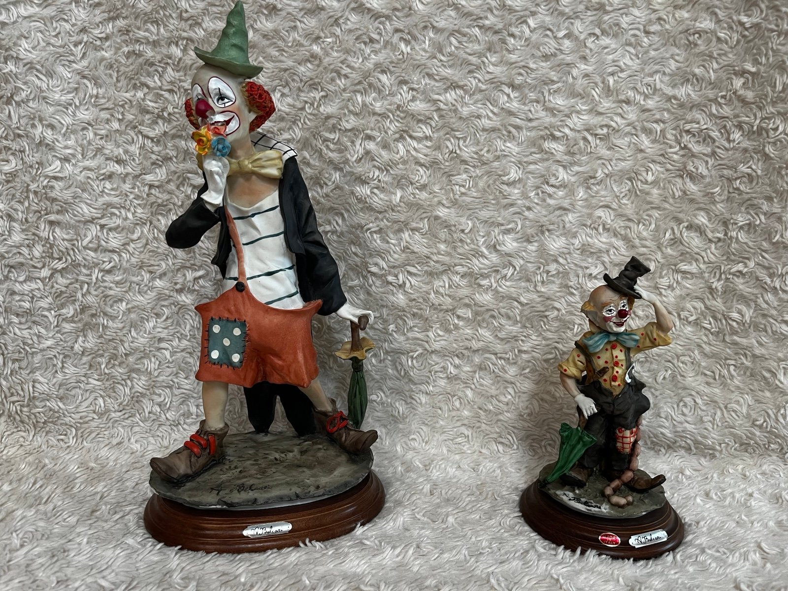 Auro Belcari ~ Capodimonte Porcelain Clown Statues ~ Dear Studio, Italy