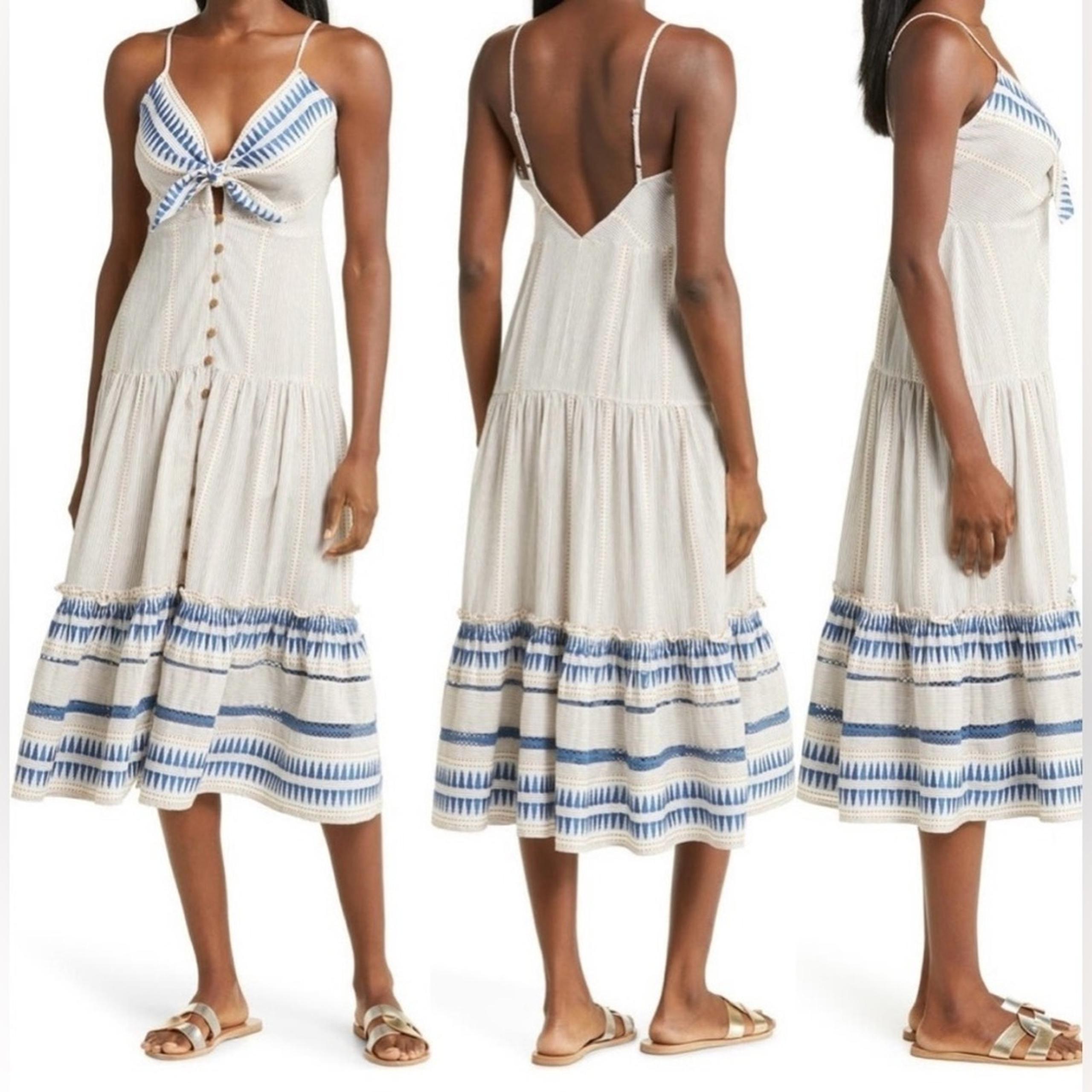 Veronica Beard Abilene Striped Tiered Midi Dress