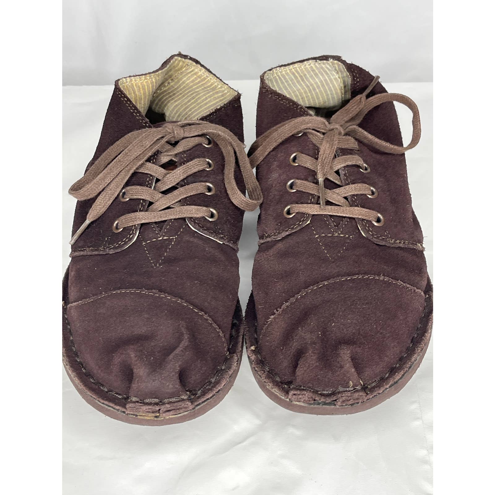 Toms Mens Chukka Boots M8 Brown Ankle Top Suede Moccasins Lace Up Casual Slip on