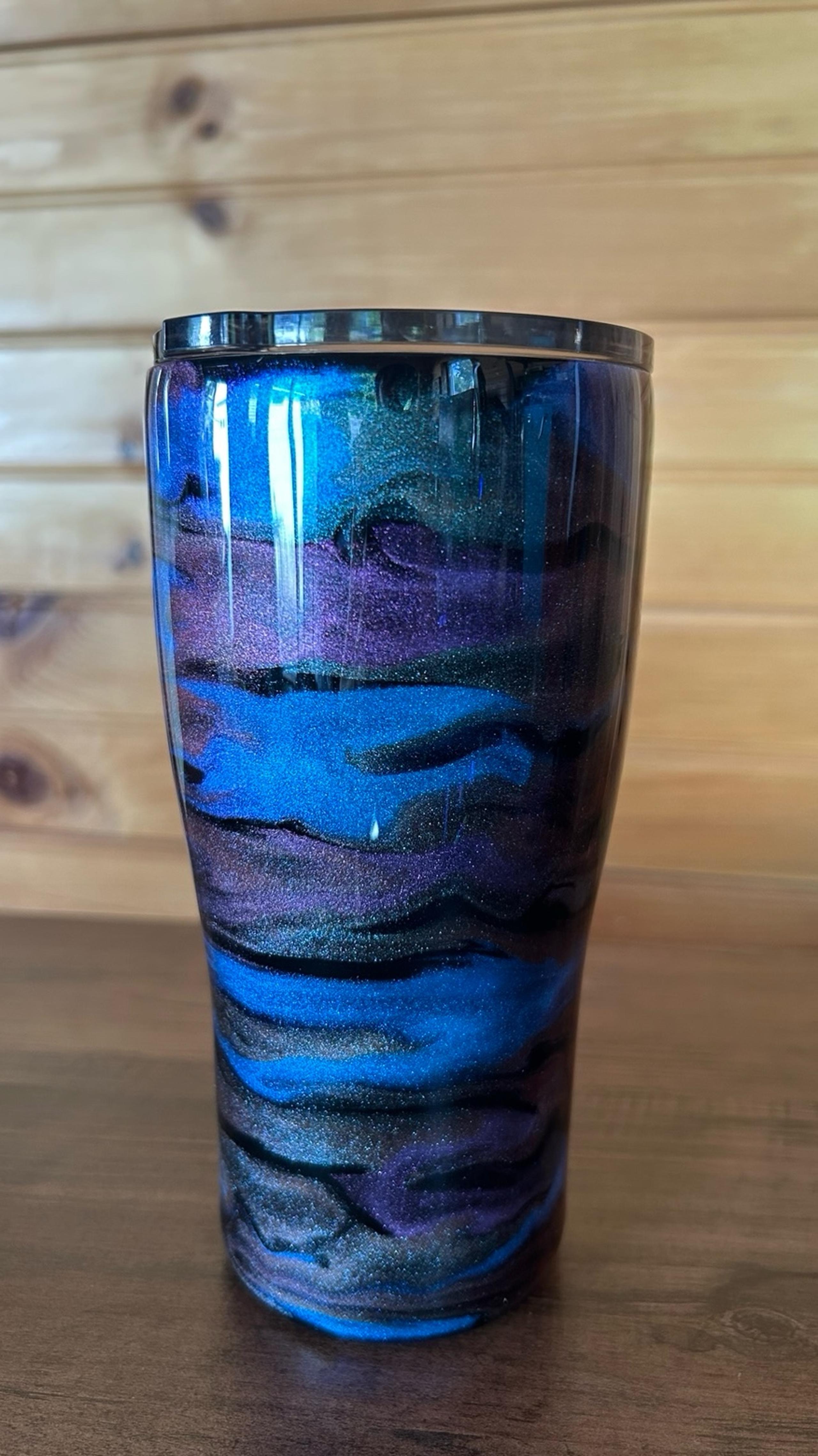 20 oz Custom Made Stainless Steel Tumbler - Gray, Purple, & Blue - Customized & Personalized