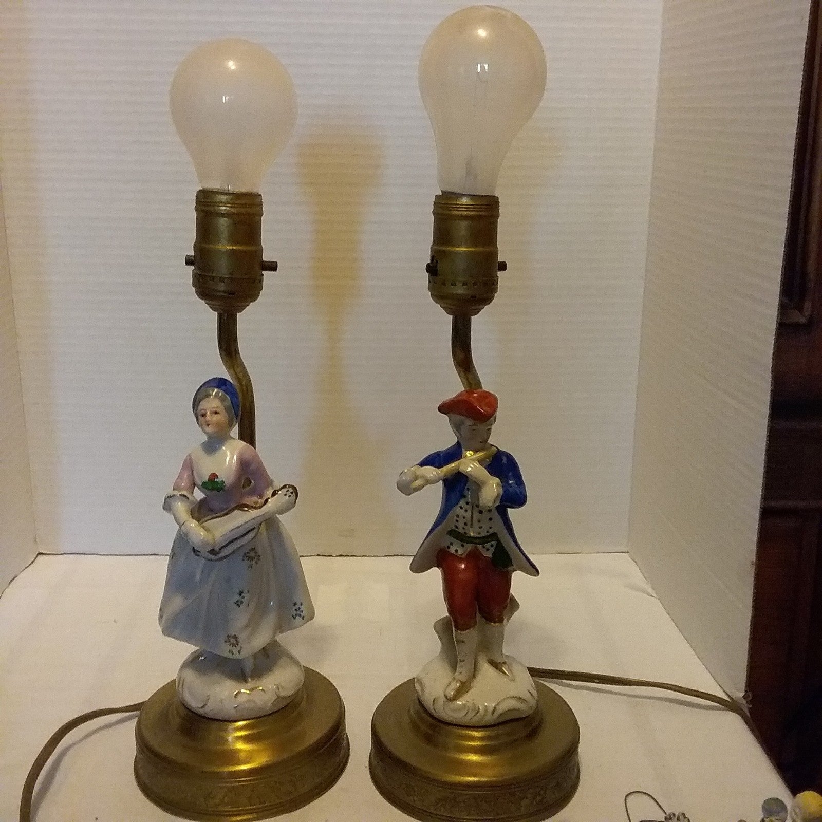 Vintage Porcelain Pair of Lamps