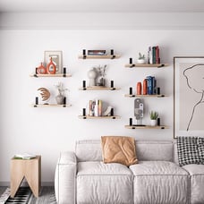 Floating Shelves, Set of 8, Rustic Wall Shelves, Wood Floating Shelf
