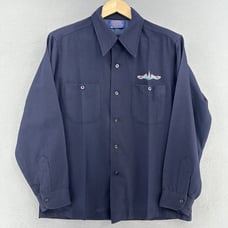 1960s Pendleton MILITARY US NAVY Button Up Virgin Wool Sleeved Shirt LARGE VTG