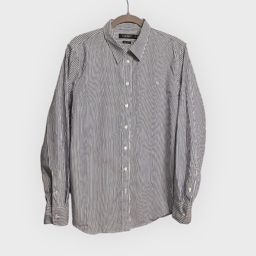 Lauren Ralph Lauren Black Label Non Iron Striped Button Down Top