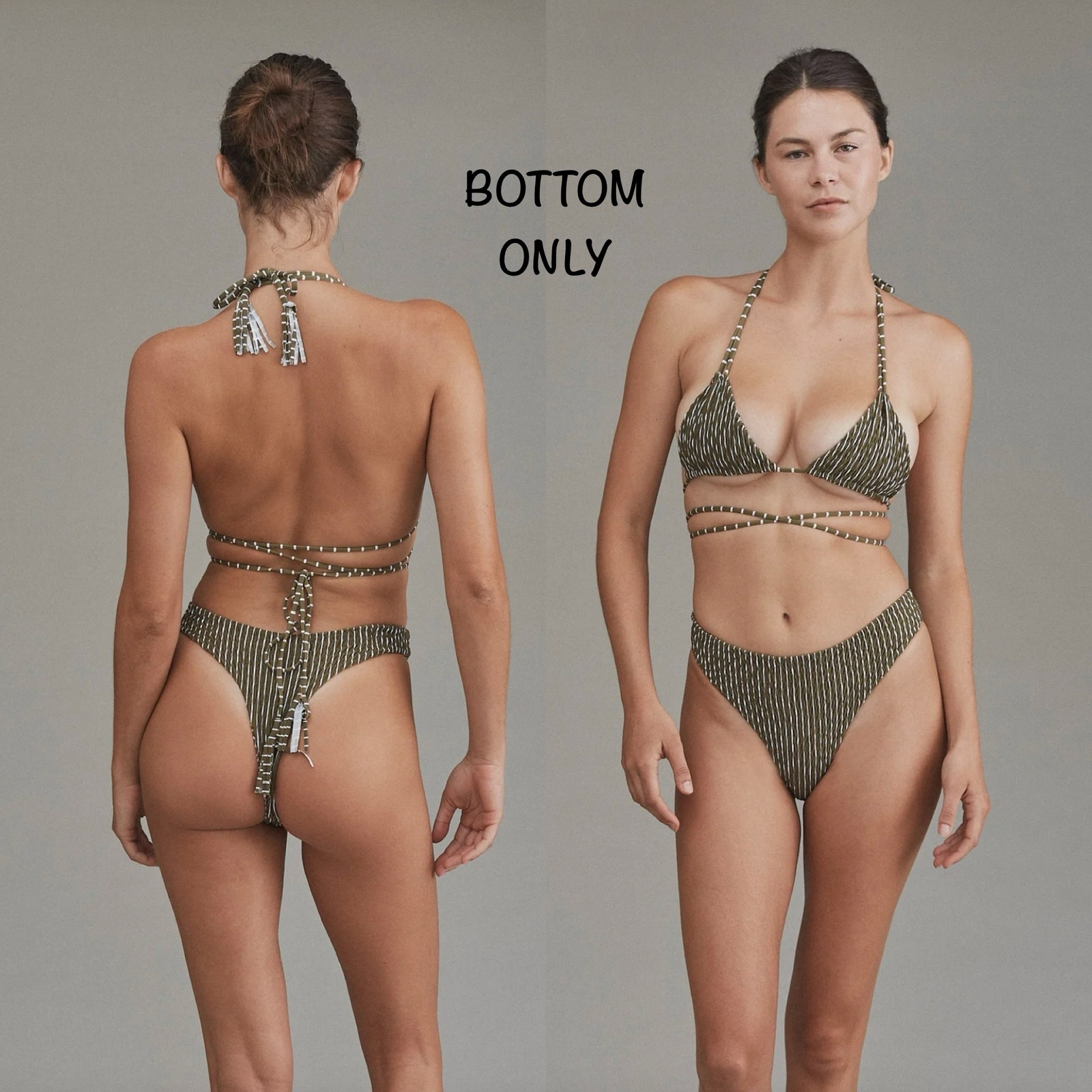 Acacia Swim BRAZIL Smocked Bikini Bottom - HinaHina - High Cut - Large - NWT