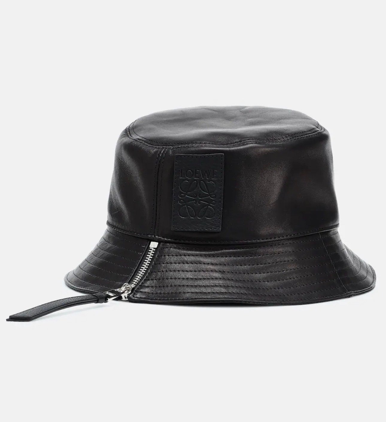 LOEWE Black Leather Bucket Hat