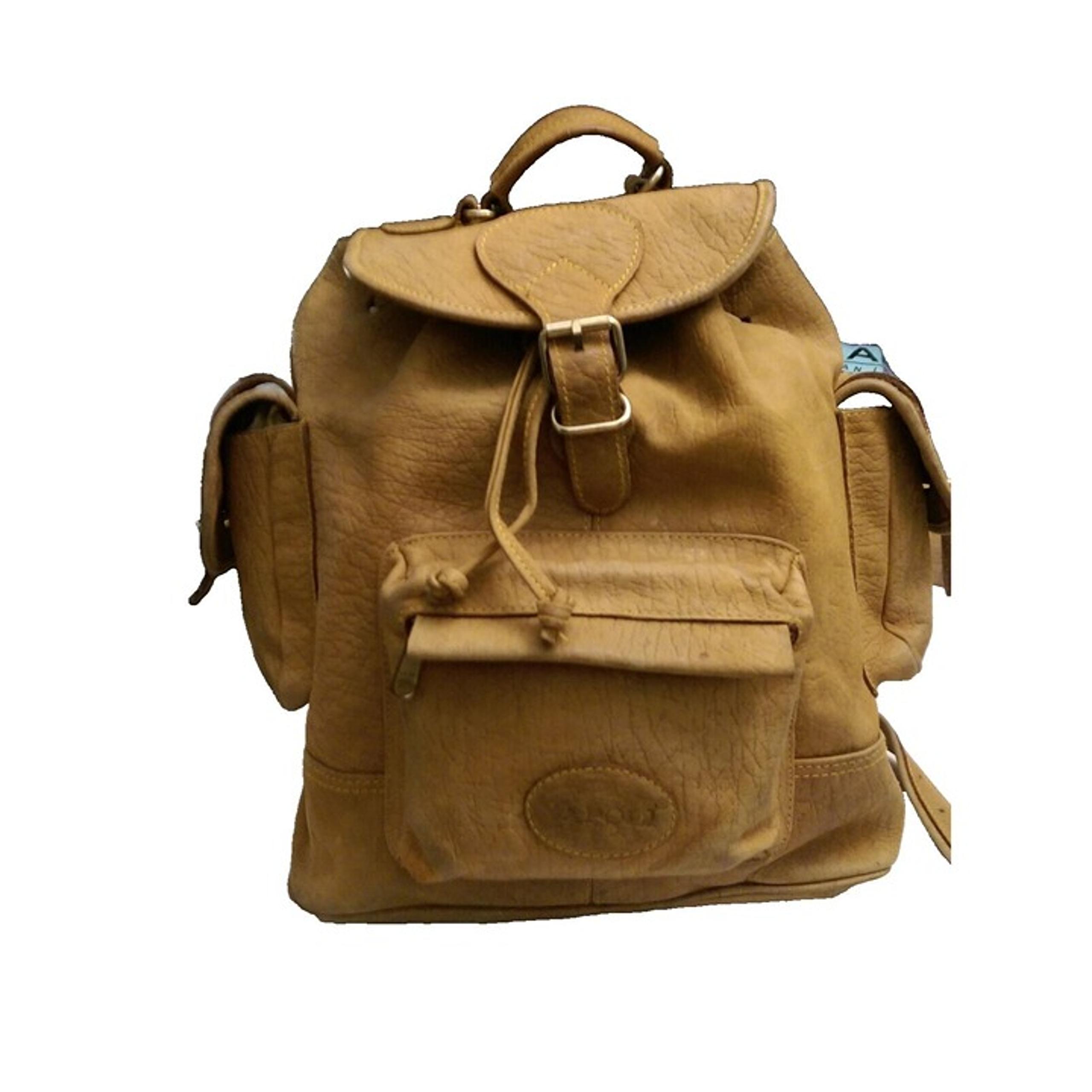Napoli Soft Leather Backpack Adjustable Straps Cinch Brown Italian