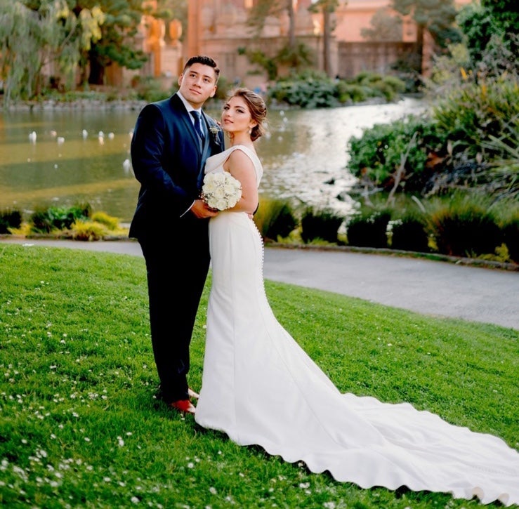 Gorgeous A-line Satin Wedding dress from David’s Bridal (worn once).
