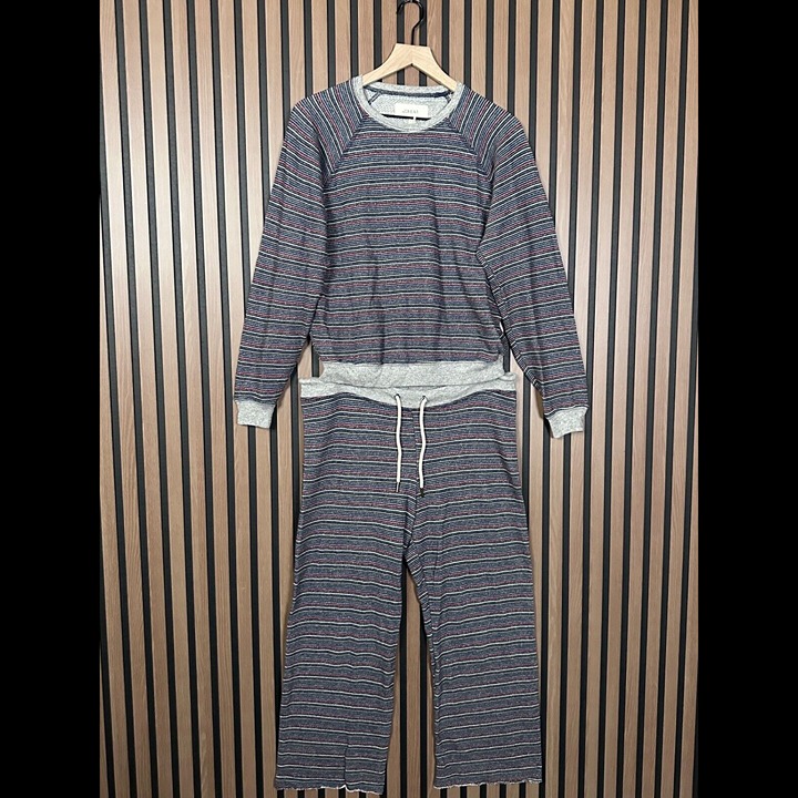 The Great Tracksuit XS / S Womens Gray Colorful Stripe Fleece Wide Leg Crewneck
