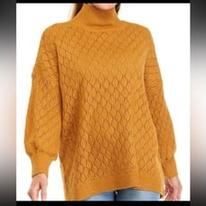 Wonderly Indian Gold Mock Neck Oversized Lightweight Sweater Size 2X Fall Cozy
