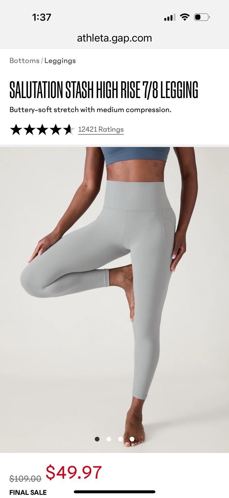 NWT Athleta Salutation Stash Leggings with Pockets - Size XXS