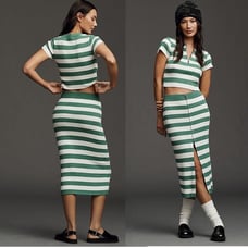Daily Practice by Anthropologie Ribbed Knit Skirt S NWT green color