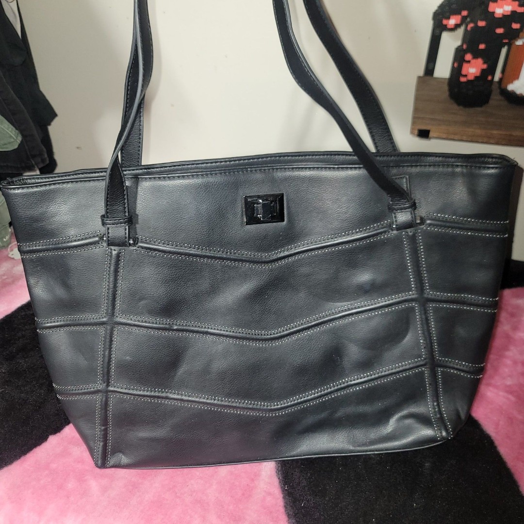 INC International Black Leather Tote