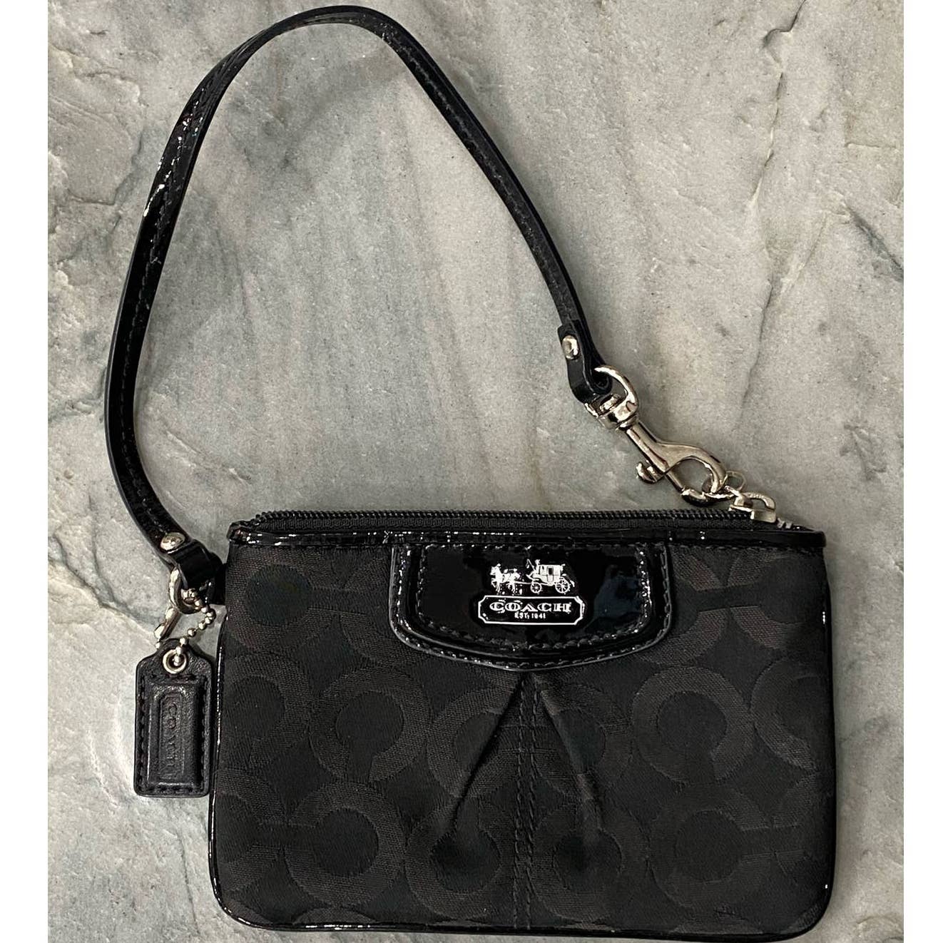 Authentic Coach Wristlet Patent Leather Monogrammed