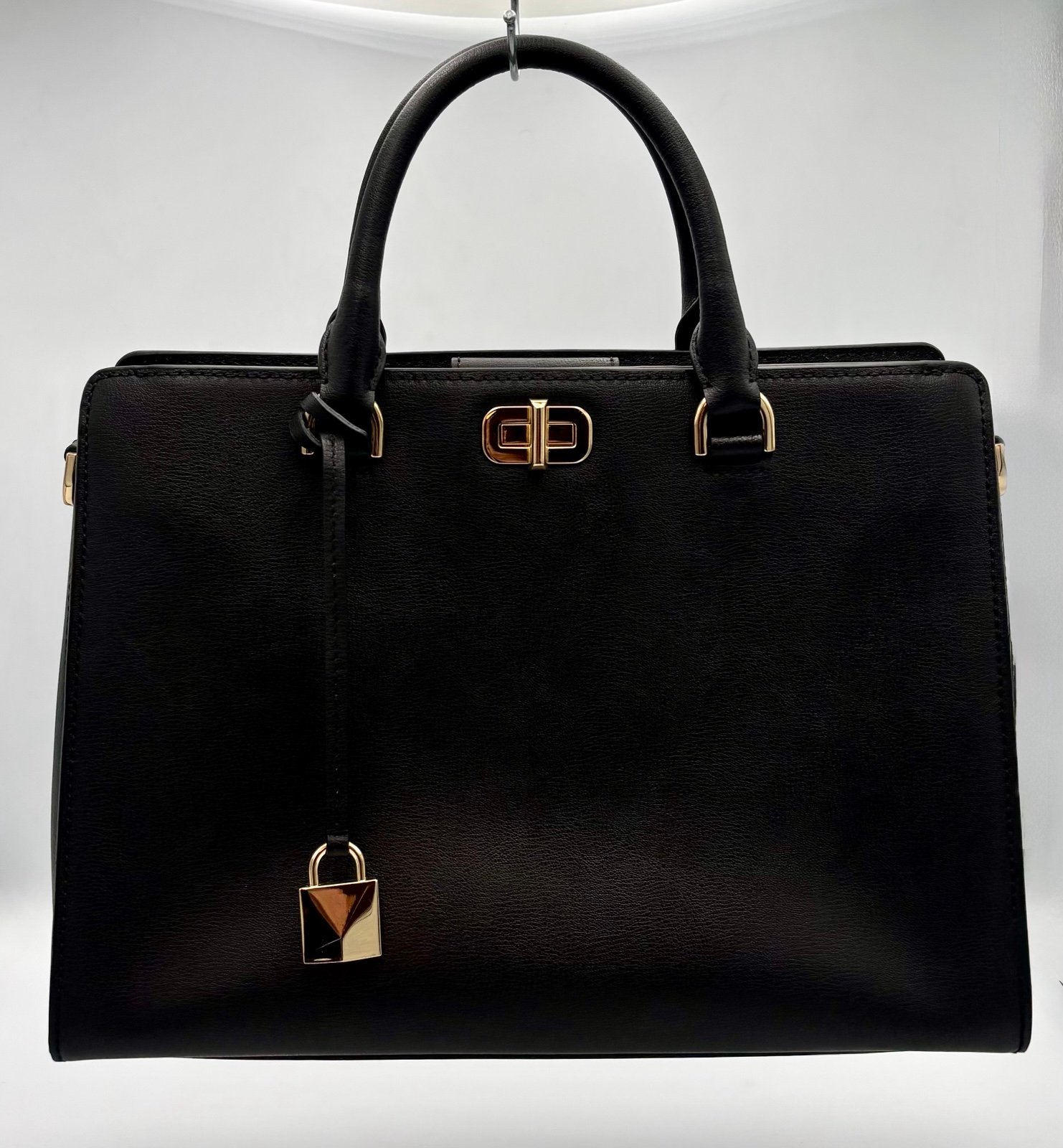 Michael Kors Sylvie Large Leather Satchel Black Crossbody Handbag