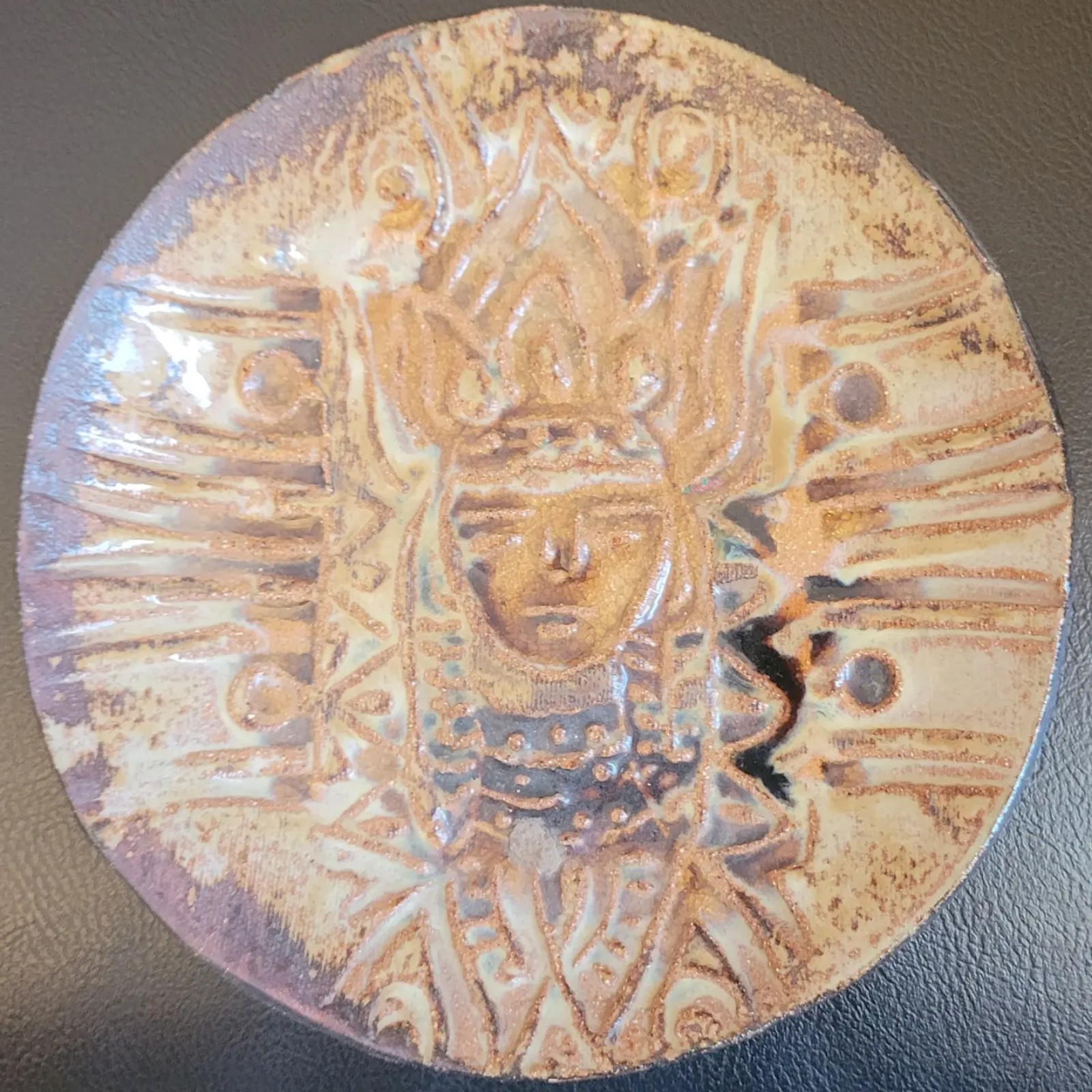 Mayan Goddess pottery wall hanging
