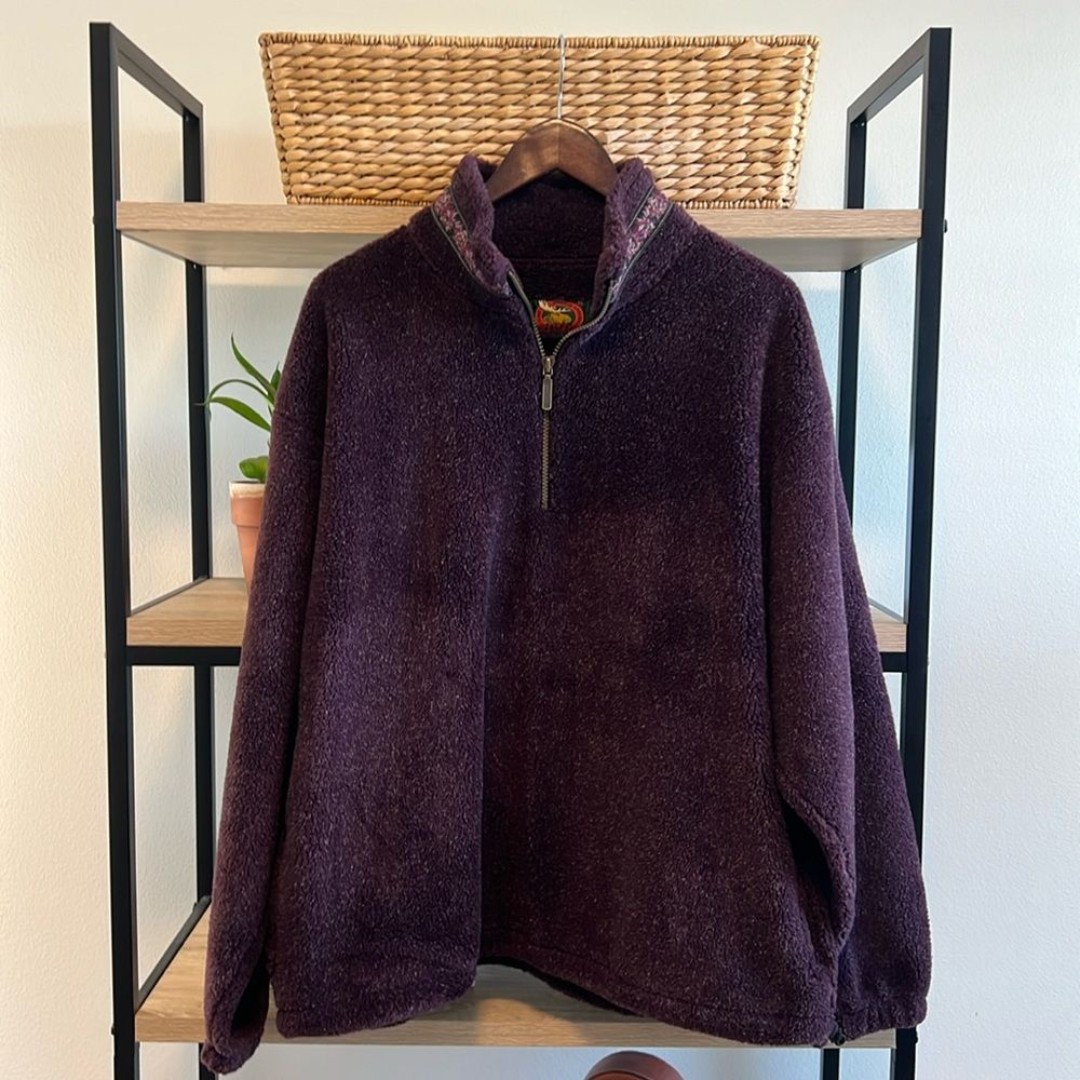 Vintage ALPS Sherpa Purple 1/4 Zip Sweater Knit, Women's XL