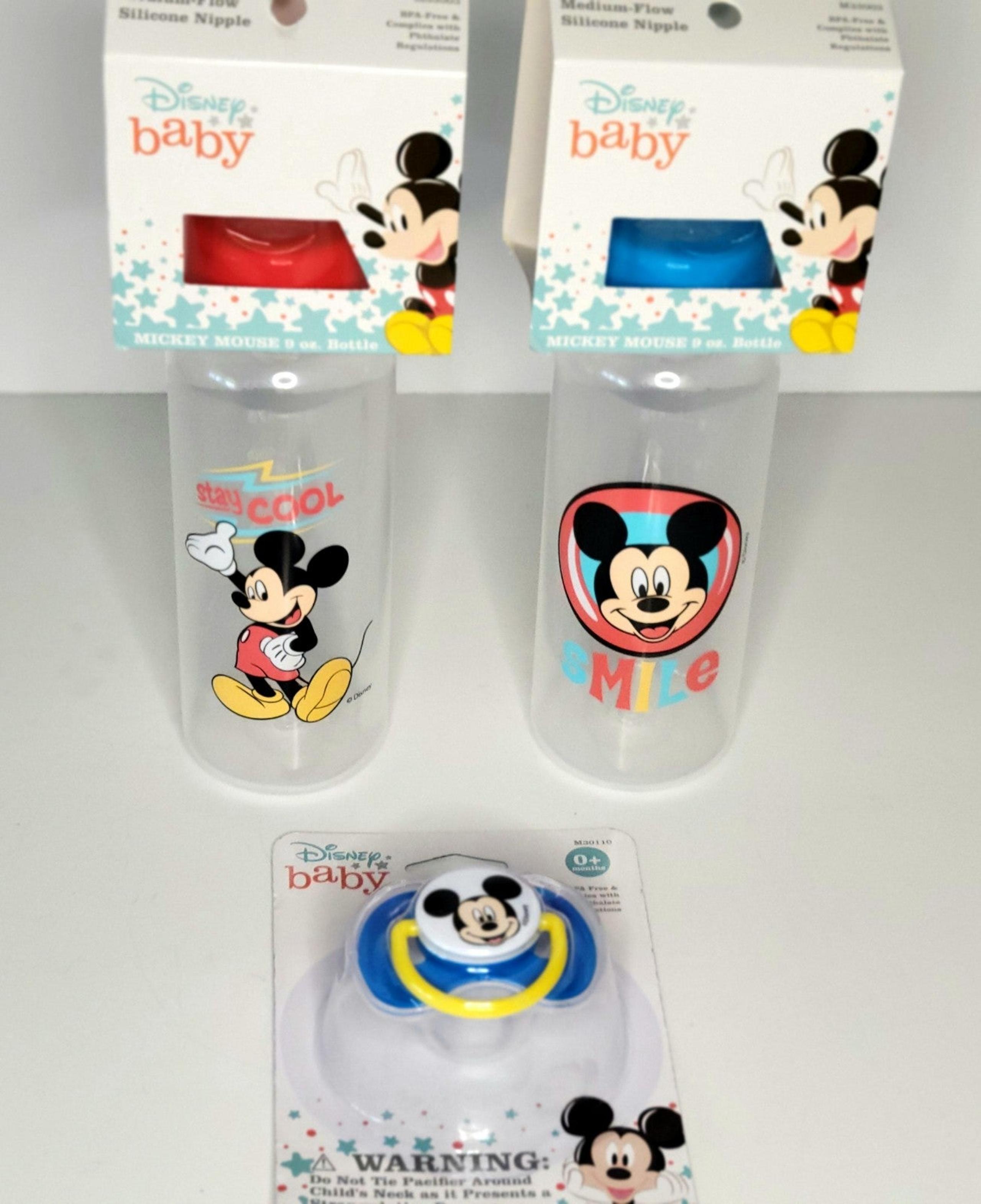 Disney Baby Mickey Mouse 9 oz Bottles and Pacifier Set - Lot of 3