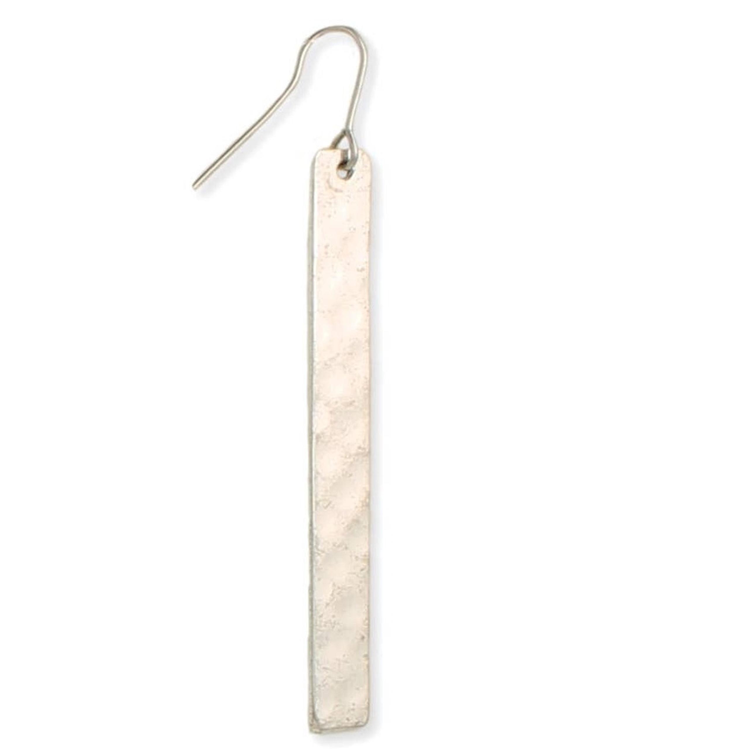 Silver City Rectangle Bar Hammered Dangle Earrings
