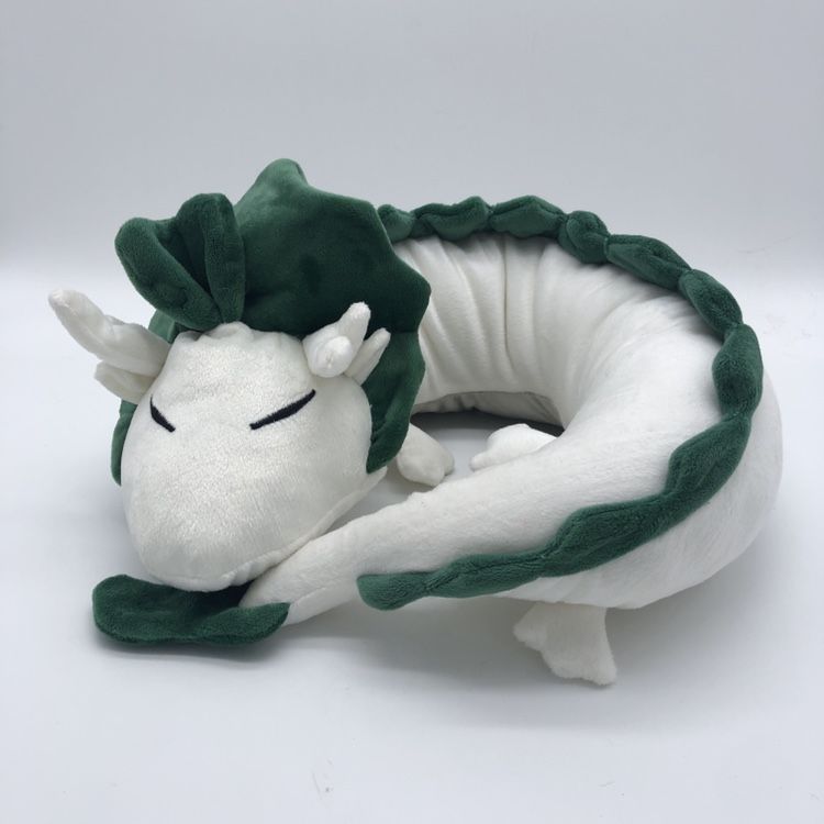 Small white dragon U-shaped neck pillow plush toy