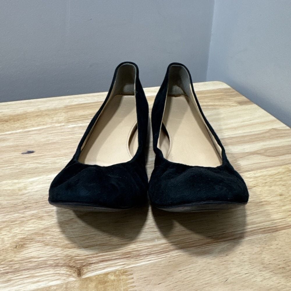 J Crew CeCe Ballet Flats Womens 9 Black Suede Round Toe Office Minimalist Career