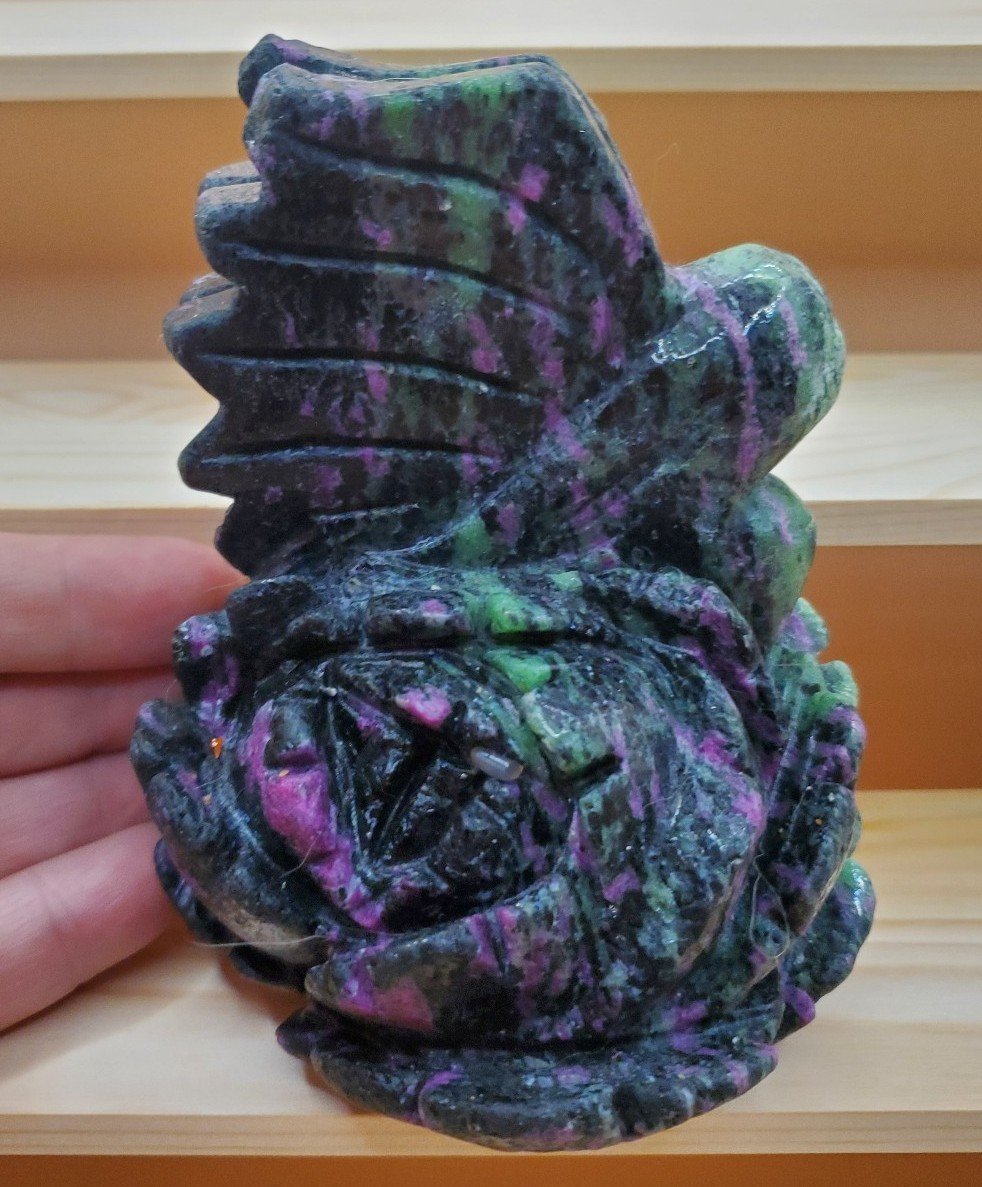 HUGE Ruby Zoisite Fairy Angel Rose UV Reactive Crystal Gemstone Carving & Gifts