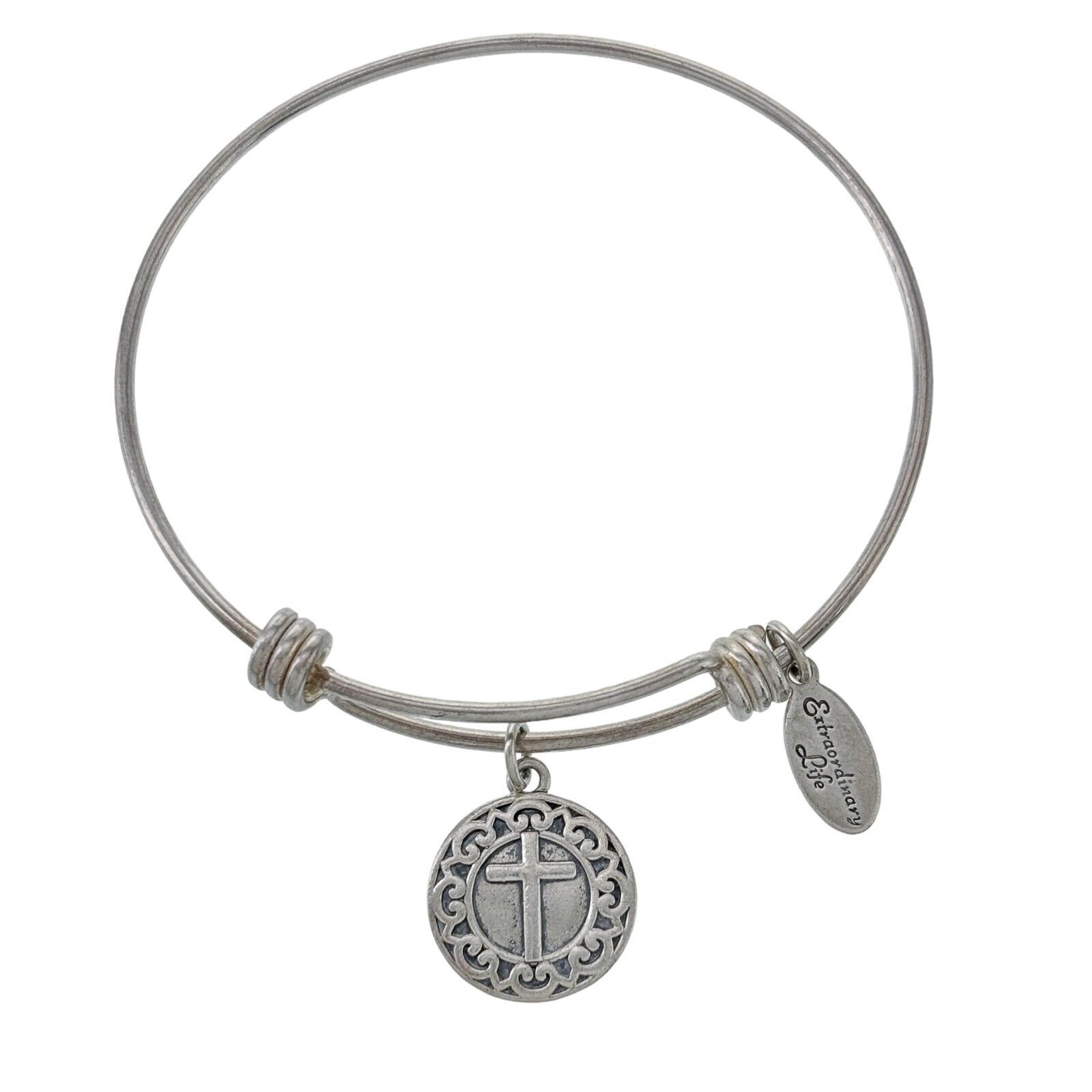 Footnotes Sterling Silver Extraordinary Life Religion Charm Slide Bracelet 7.75"
