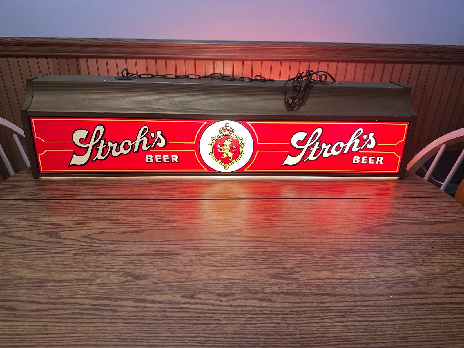 Vintage 1983 Stroh’s Beer Pool Table Light Poker Bar 3 Feet Long bud Man Cave