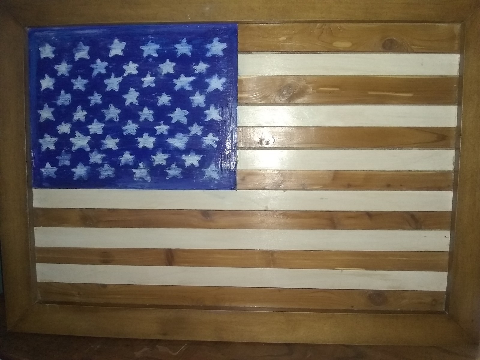 Wooden american flag sign
