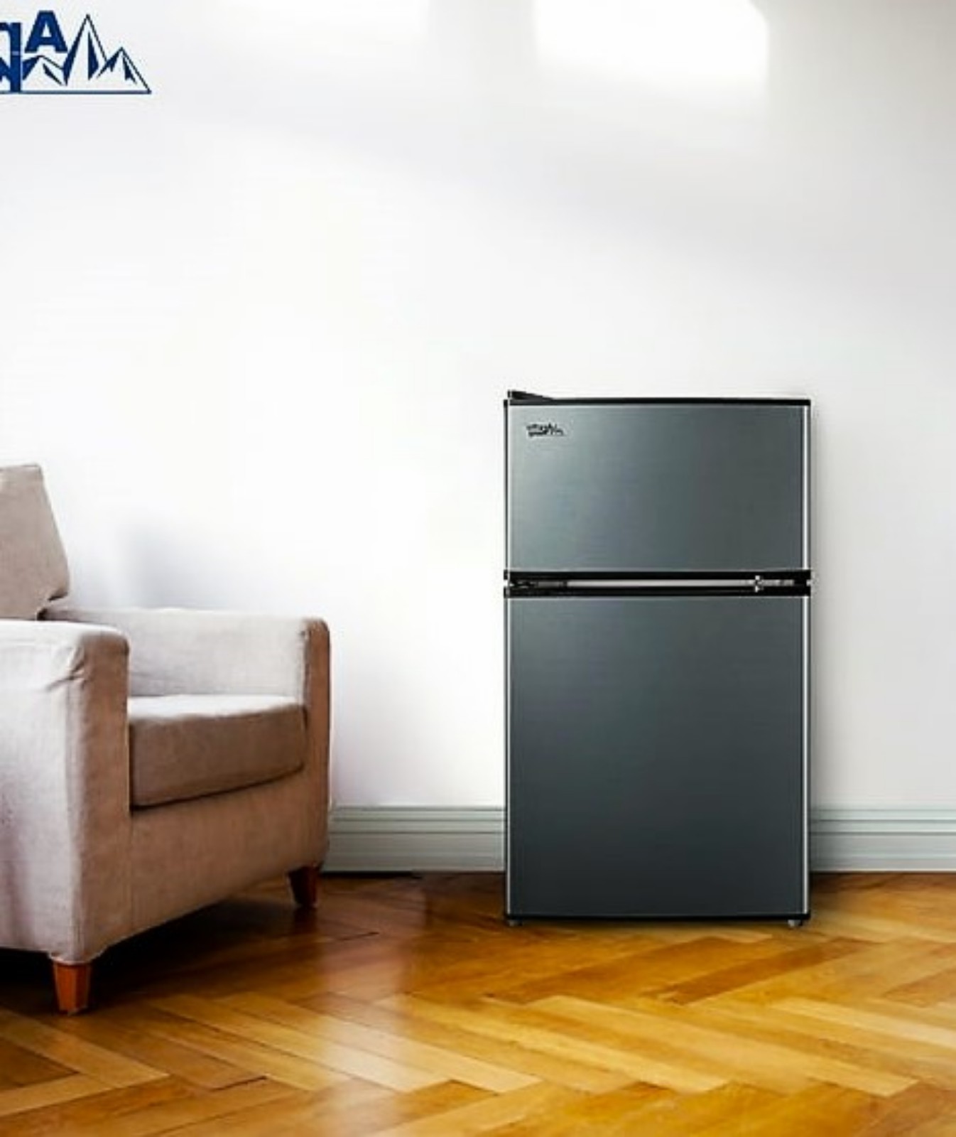 3.2 Cu Feet Two Door Mini Fridge with Freezer, Stainless Steel, E-star