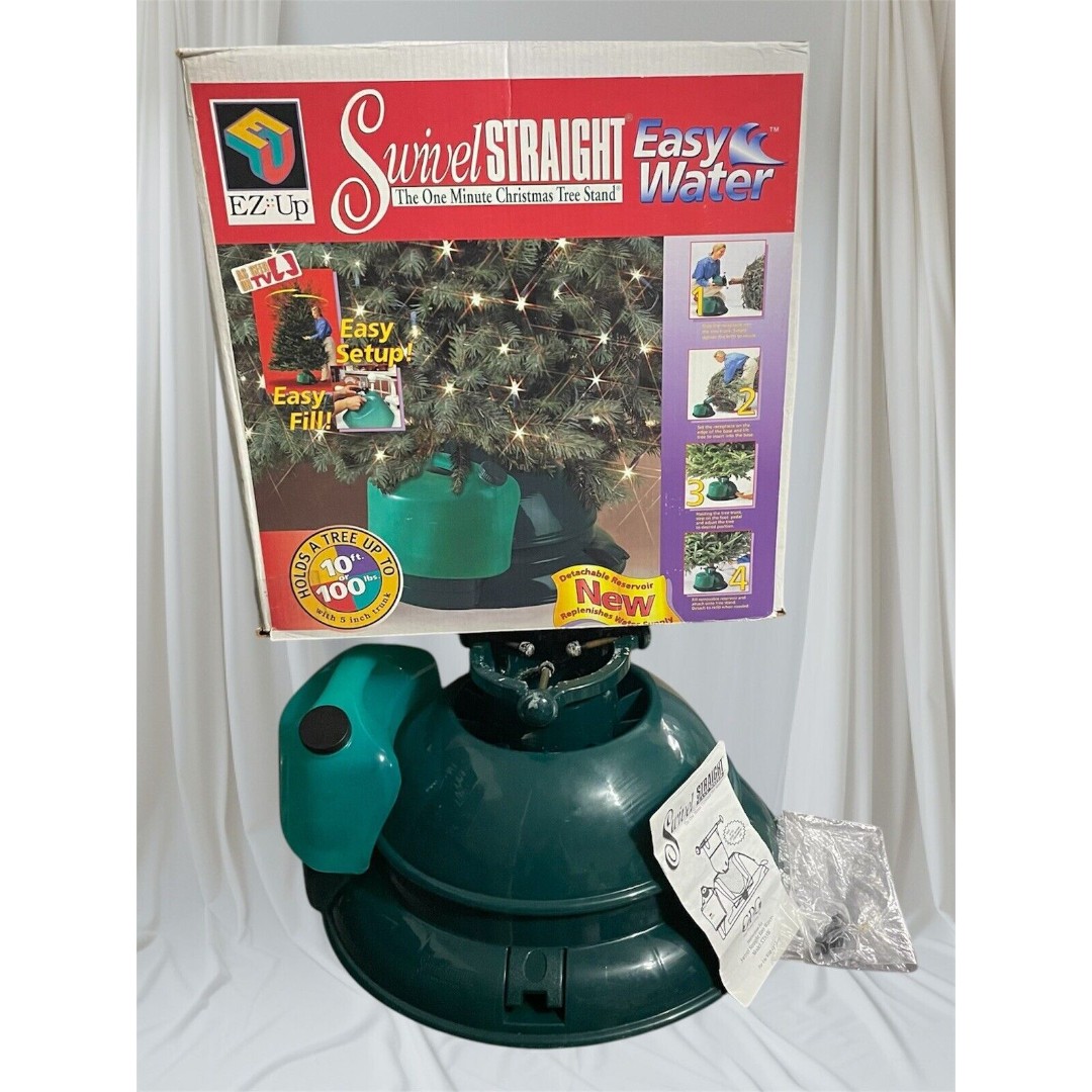 EZ Up Swivel Straight The One Minute Christmas Tree Stand XTS-3 Green Plastic