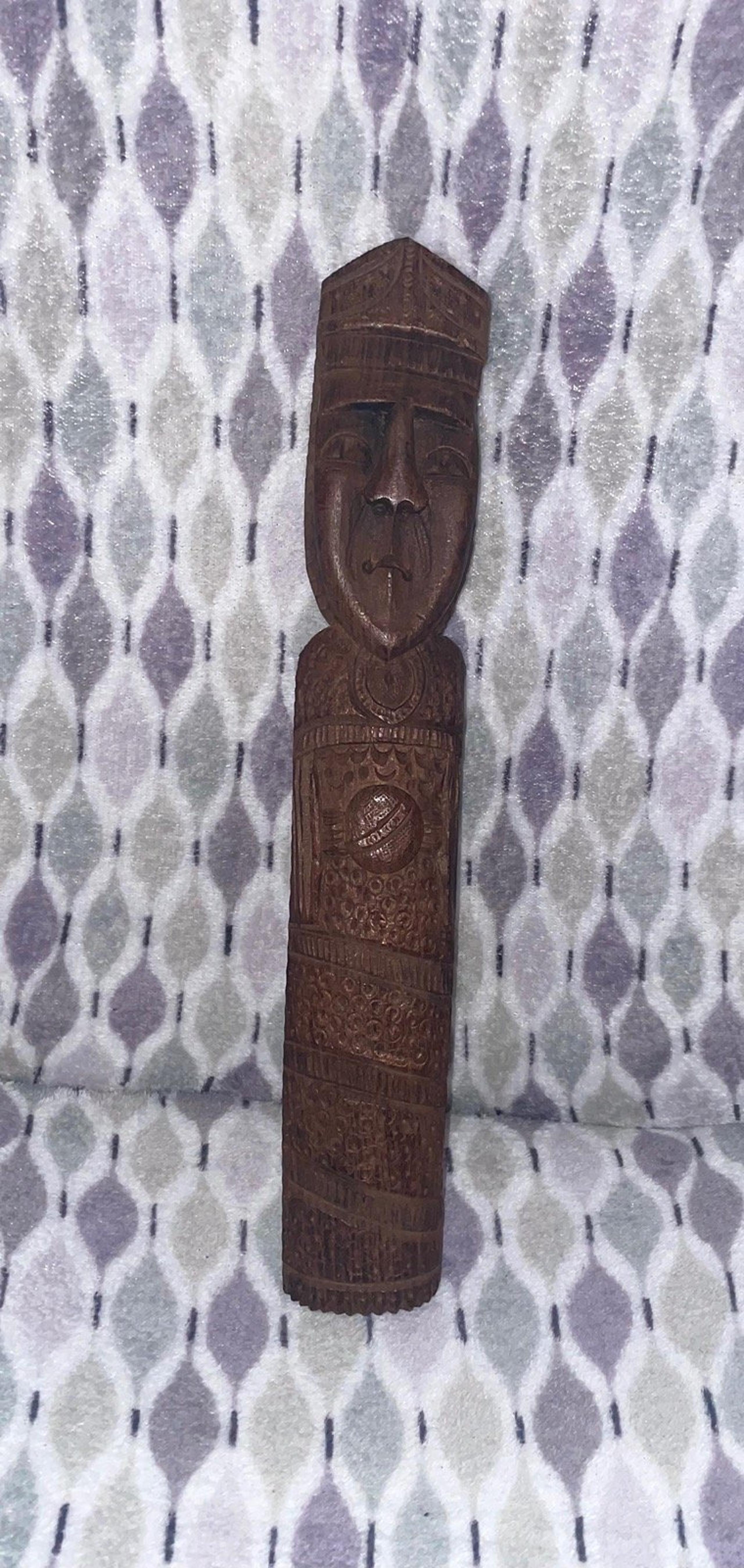 Solid Wood 16.25” Carved Shaft