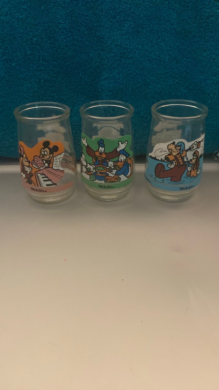 Vintage 1998 Welch’s promo ad glass jelly jar lot of 3