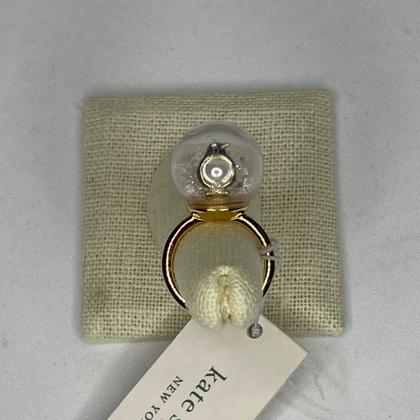 Kate Spade arctic friends penguin snow globe ring size 6