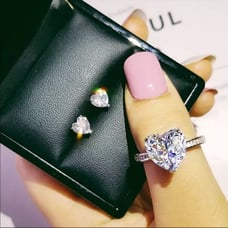 925 heart silver ring + matching