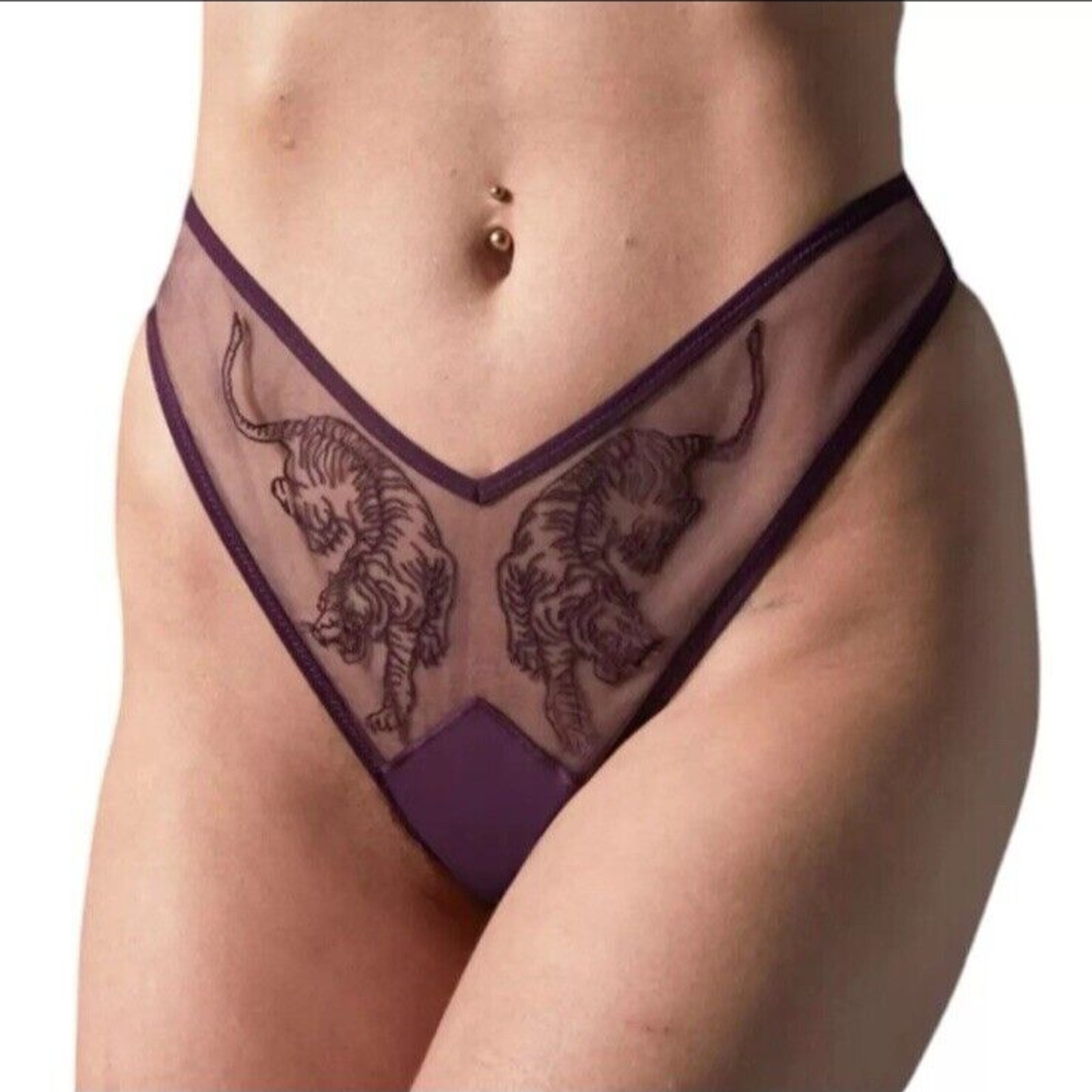 Thistle and Spire Woman 3X Tigris Thong Cordial Purple Tiger Embroidered NWT