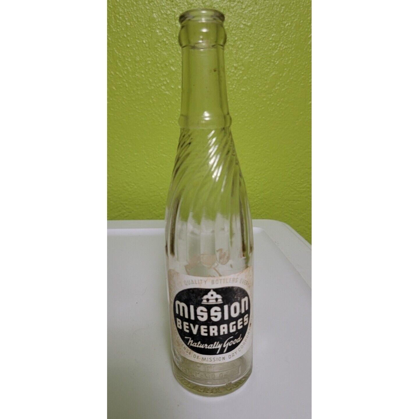 Rare Vintage Antique Soda Pop Glass Bottle Mission Beverages Naturally Good Cali