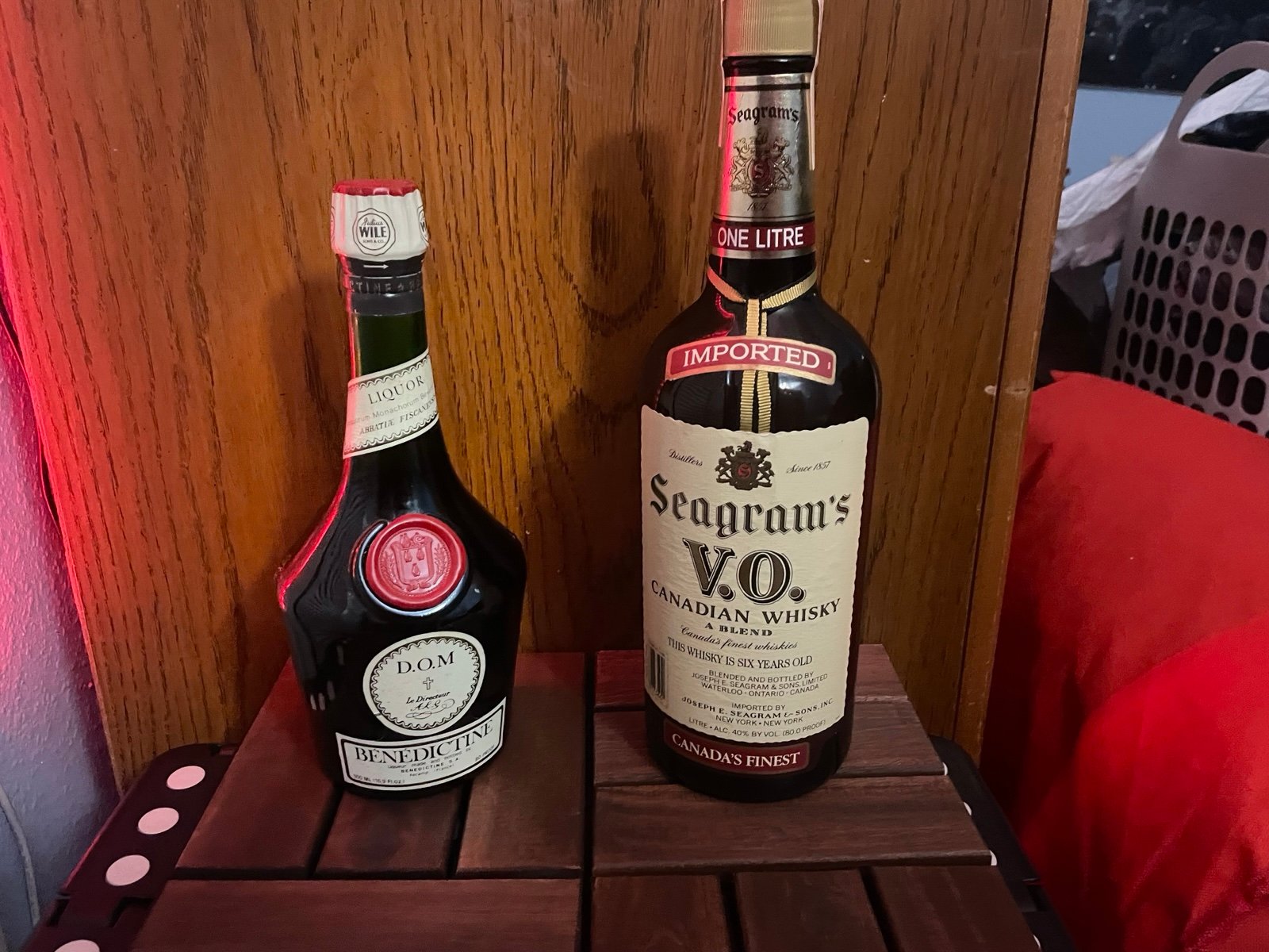 Vintage liquor Bottles DOM BENEDICTINE 1972 from France / 1986 SEAGRAMS