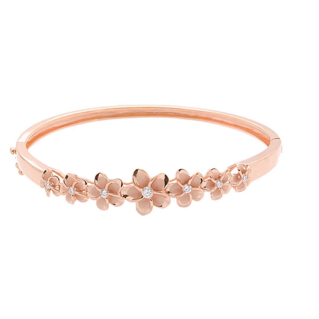 8-12mm7Plumeria Rhodium Bangle PG Coati