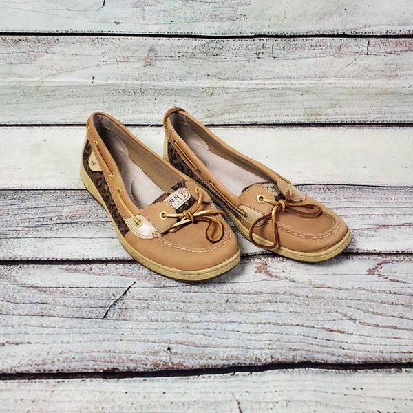 Sperry Top-Sider Women's Boat Shoes Size 12M Leopard Camo Tan Gold STS90438